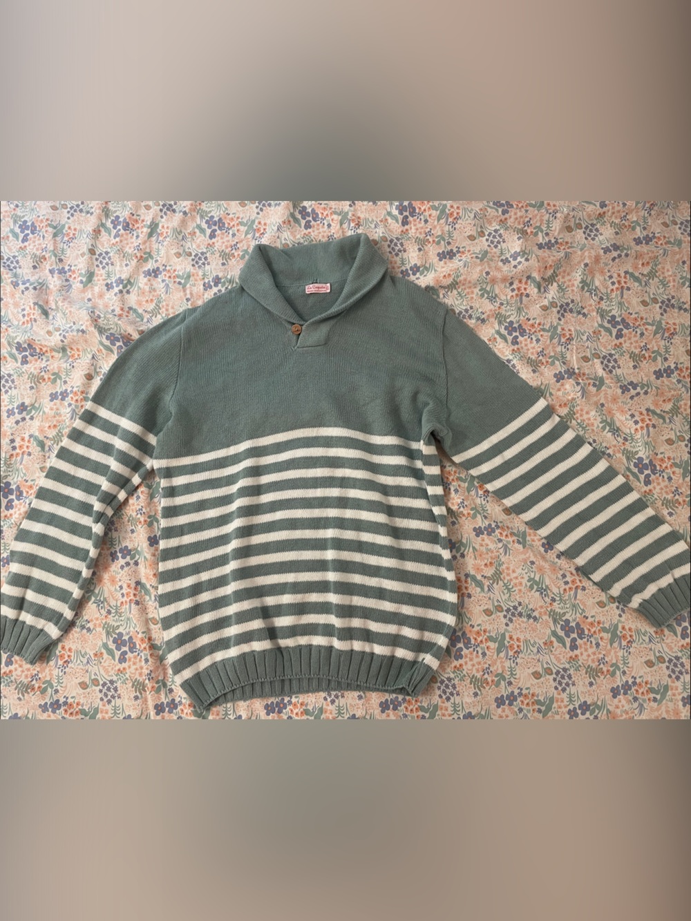 Kids Green & Cream Striped Sweater La Coqueta